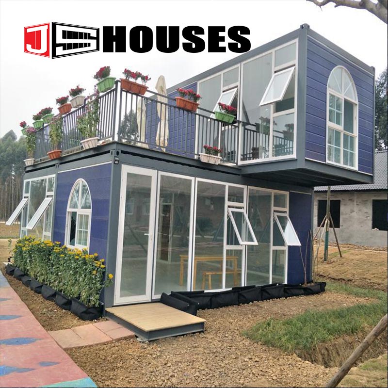 Two-Story Container House with Three-Sided Glass Facade